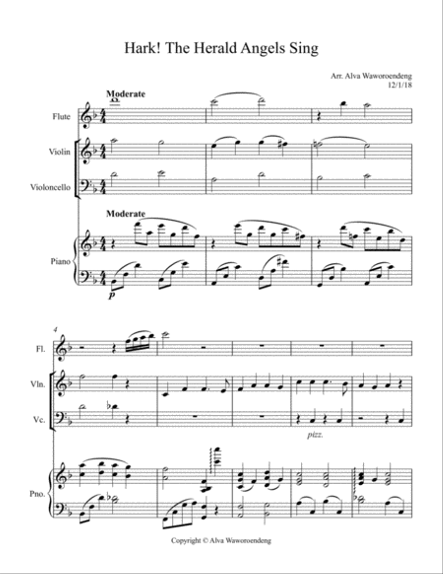 Hark The Herald Angel's Sing SCORE Full Orchestra scores gallery preview page 1