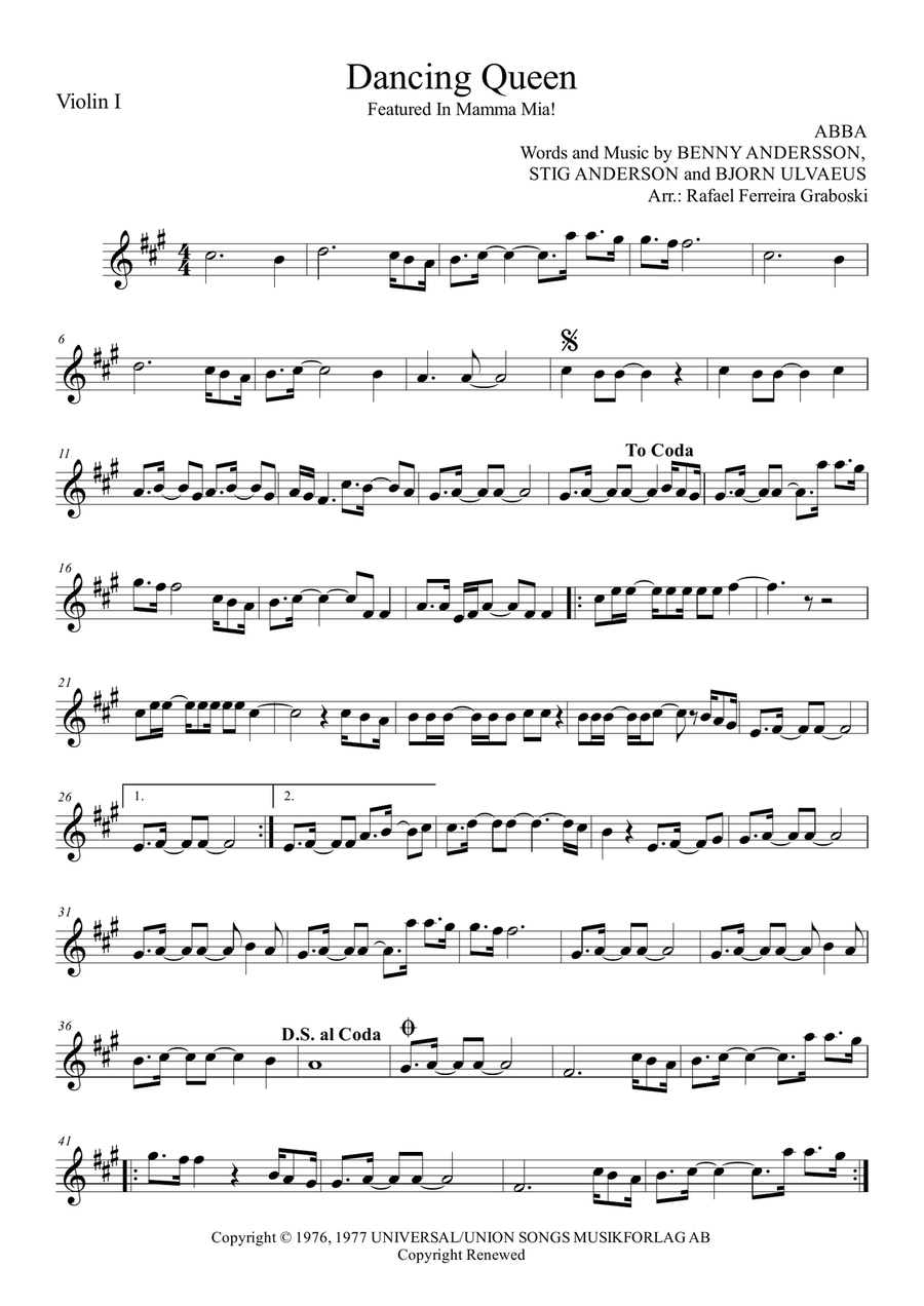 Dancing Queen String Quartet scores gallery preview page 4