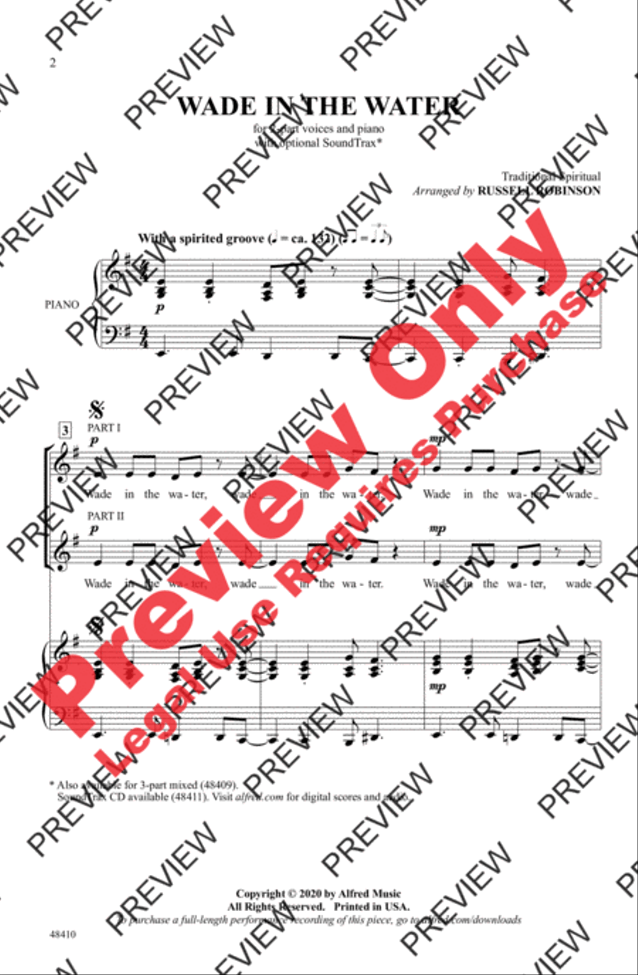 Wade in the Water Wade in the Water 2-Part scores gallery preview page 2