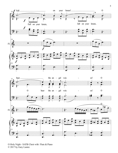 O HOLY NIGHT (SATB Choir with Flute & Piano - Score & Parts included) image number null