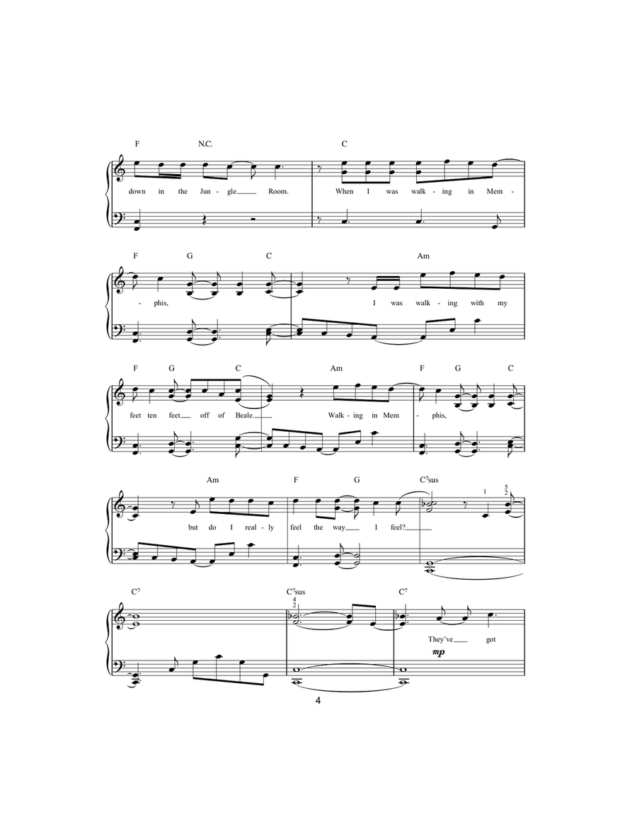 Walking In Memphis Walking In Memphis Easy Piano scores gallery preview page 4