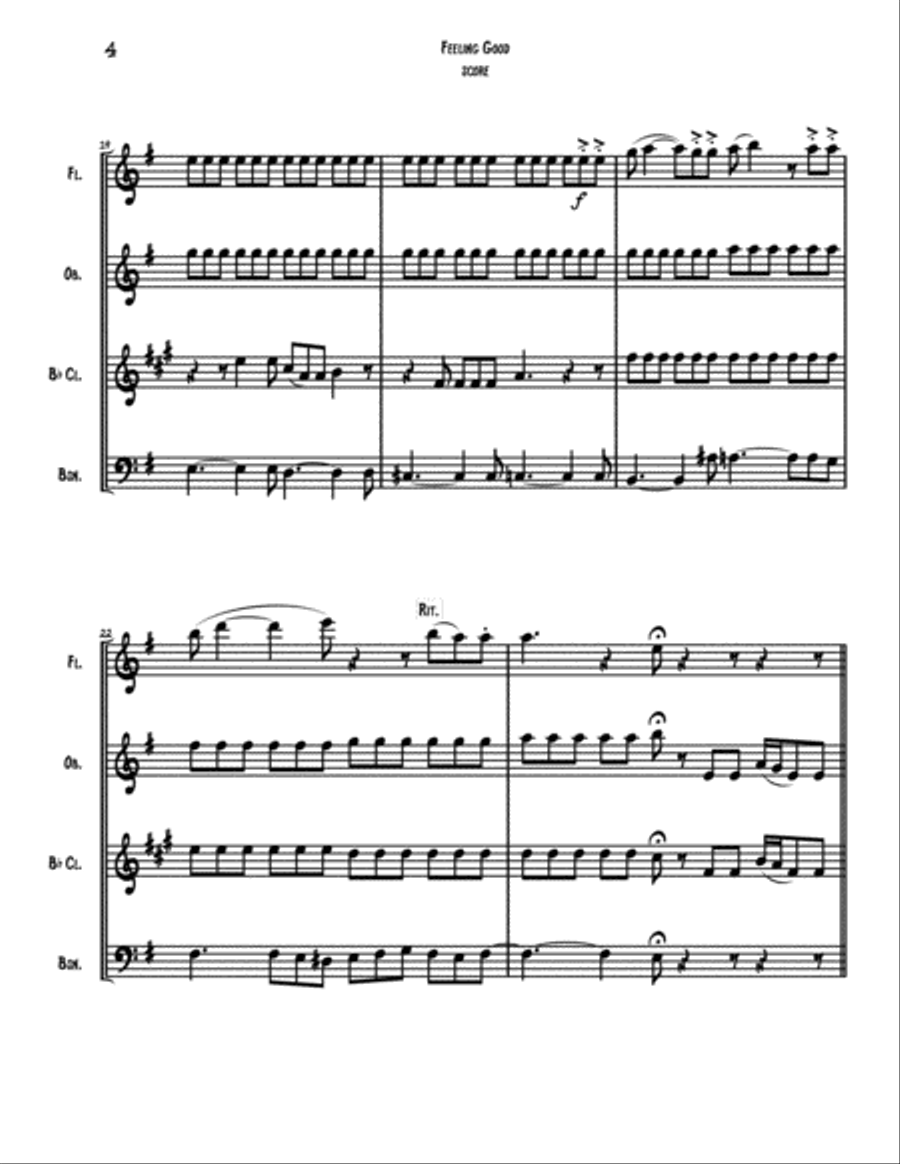Feeling Good Woodwind Quartet scores gallery preview page 5