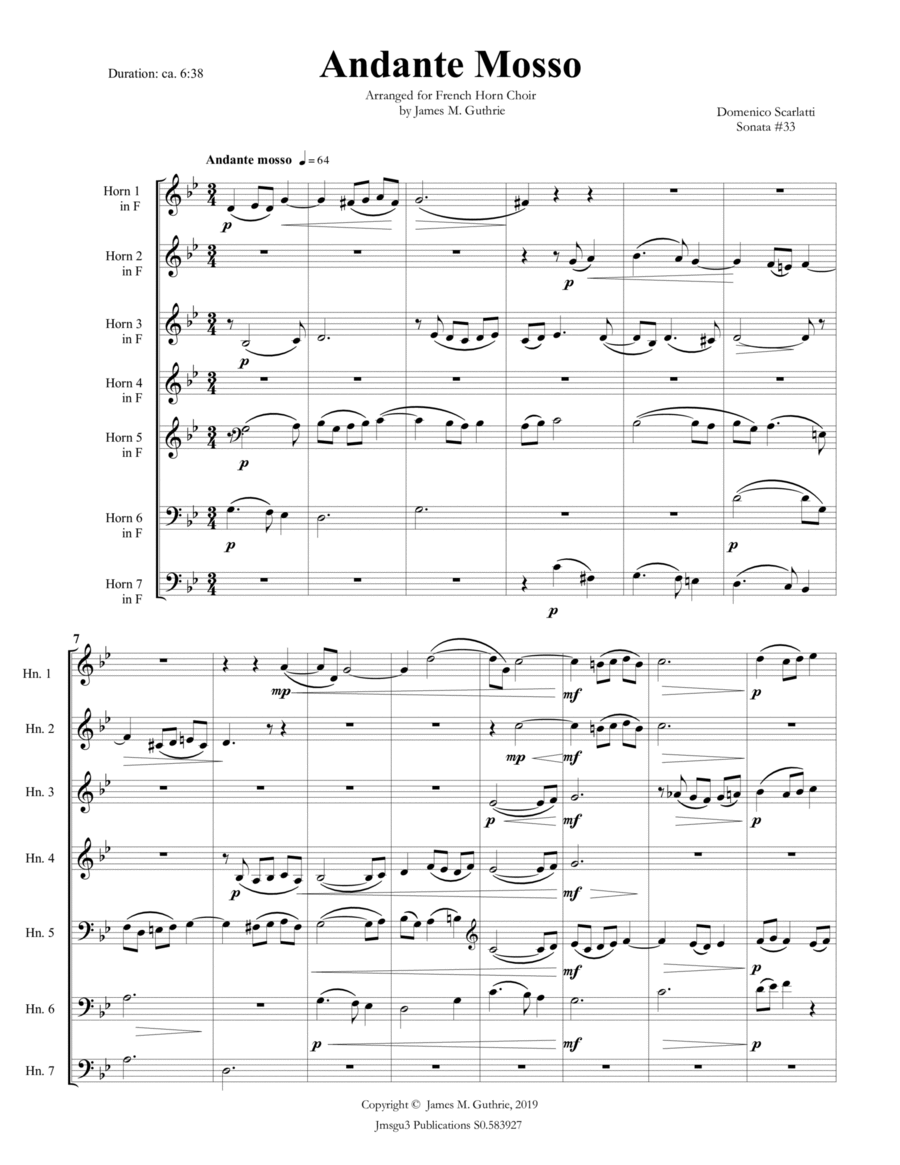 Scarlatti: Andante mosso for French Horn Choir image number null