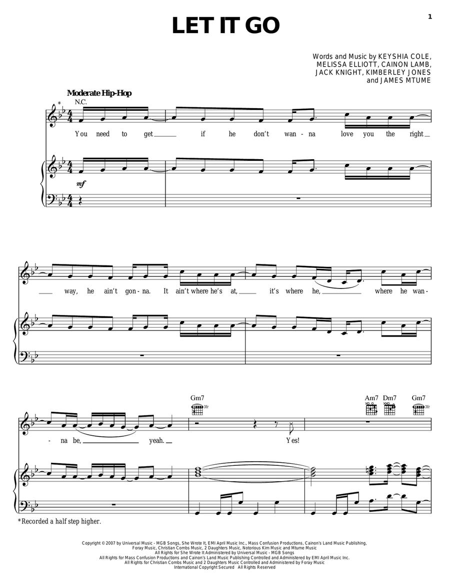 Let It Go Piano, Vocal, Guitar scores gallery preview page 1