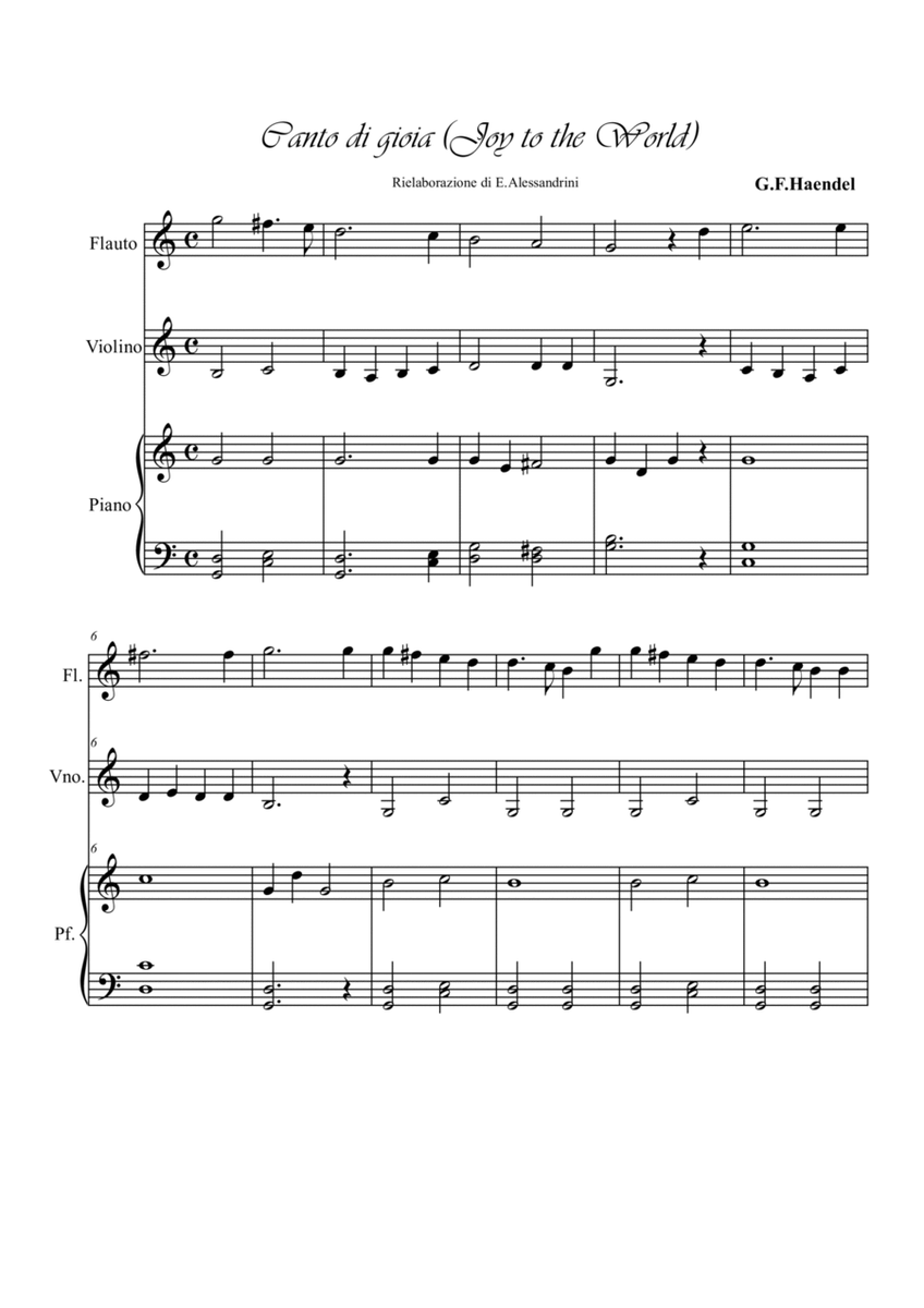 Canto di gioia. Trio flute, violin and piano image number null