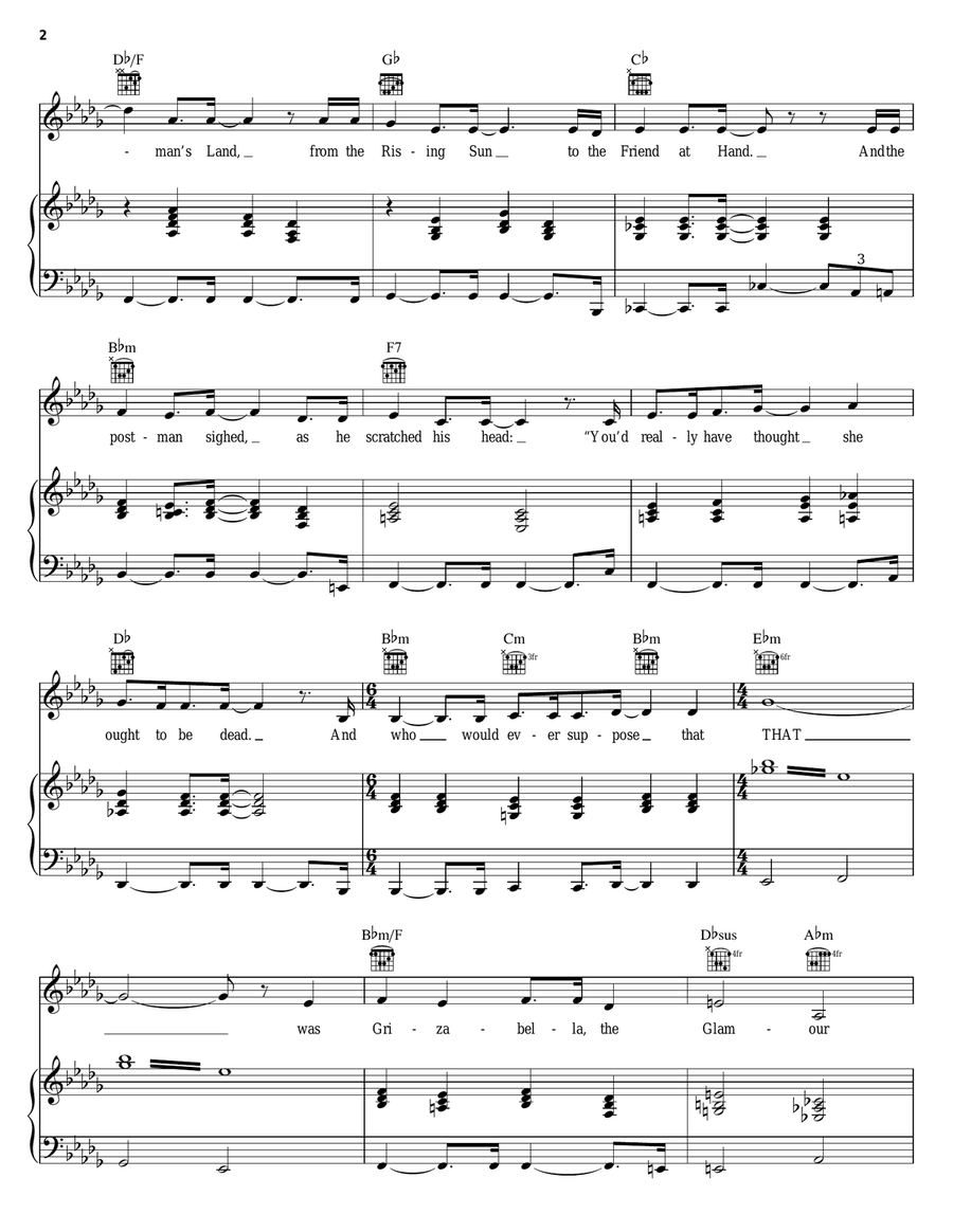 Grizabella: The Glamour Cat (from Cats) Piano, Vocal, Guitar scores gallery preview page 2