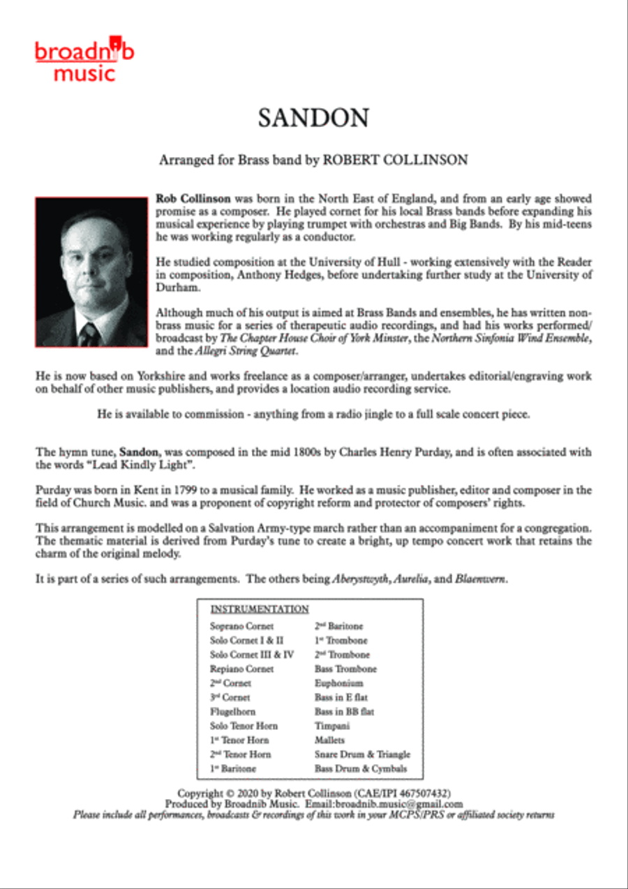 SANDON - Hymn setting for UK format Brass Band Brass Band scores gallery preview page 2