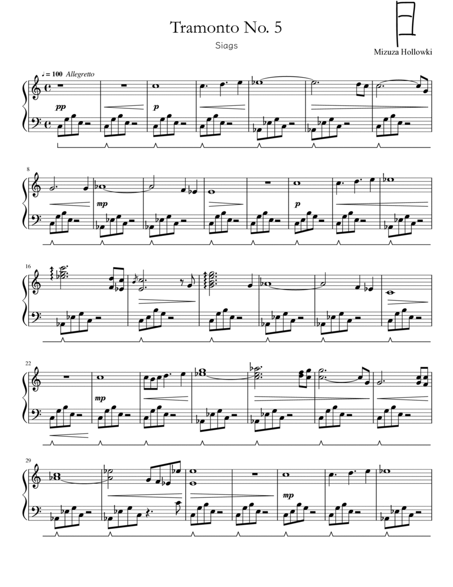 Tramonto No. 5 Tramonto No. 5 Piano Solo scores gallery preview page 1