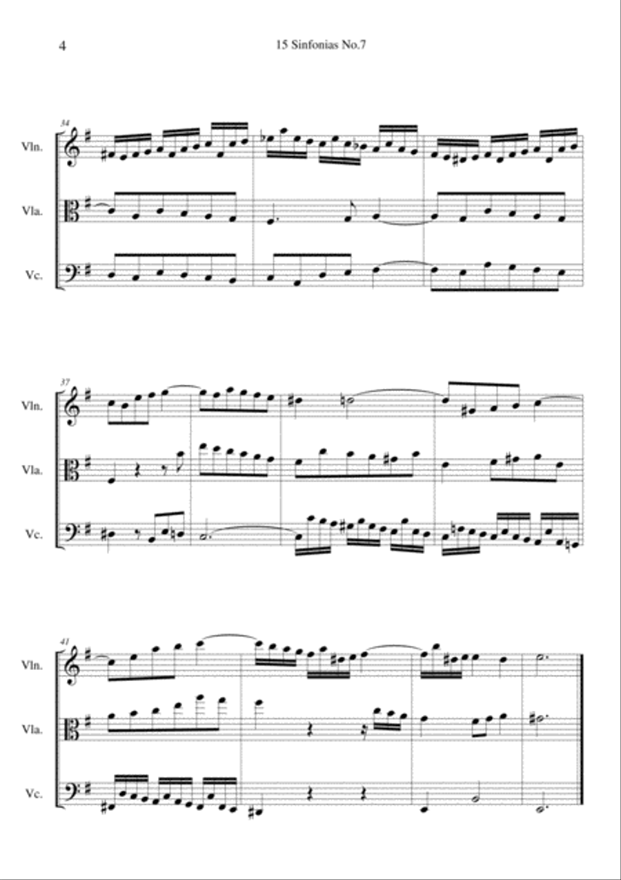 Sinfonias No.7 BWV 793 String Trio scores gallery preview page 4