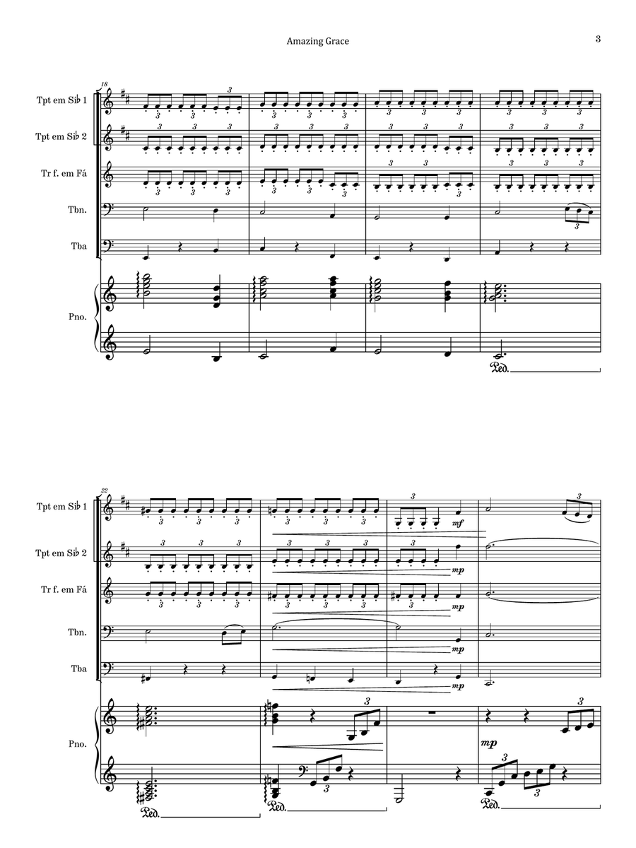Amazing Grace - Brass Quintet & Piano Brass Quintet scores gallery preview page 3