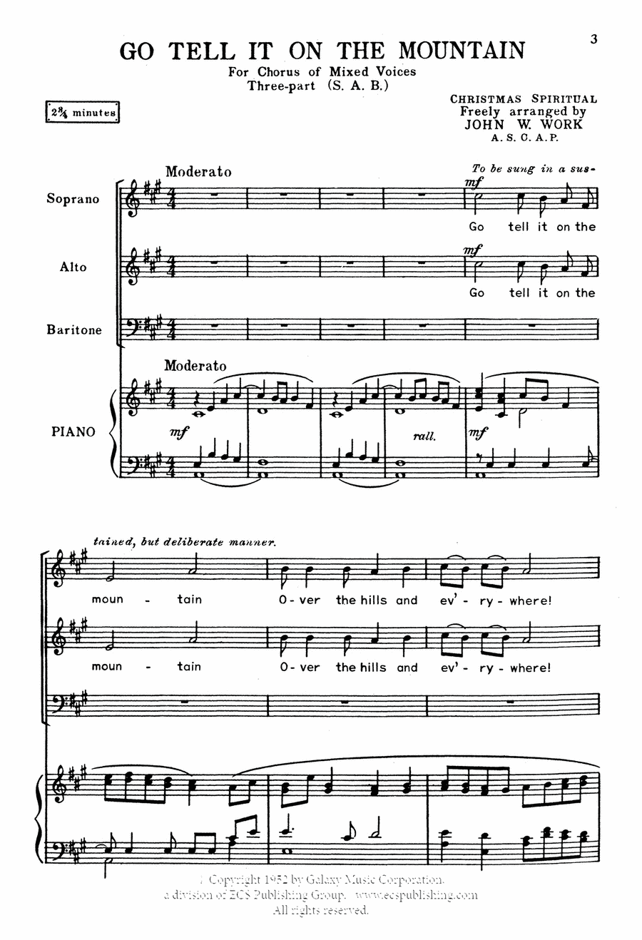 Go Tell It on the Mountain 3-Part scores gallery preview page 1