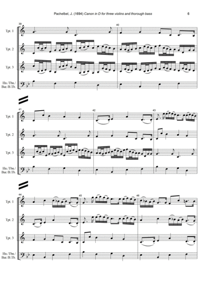 J. Pachelbel - Canon in D-dur, arr. for 3 Trumpets & Bass Instrument image number null