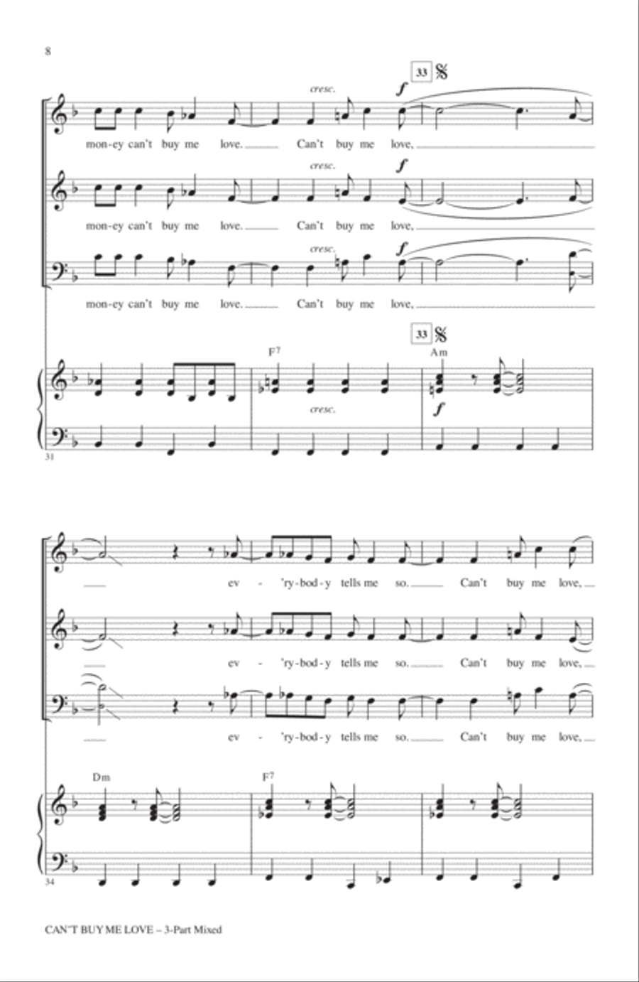Can't Buy Me Love 3-Part scores gallery preview page 6