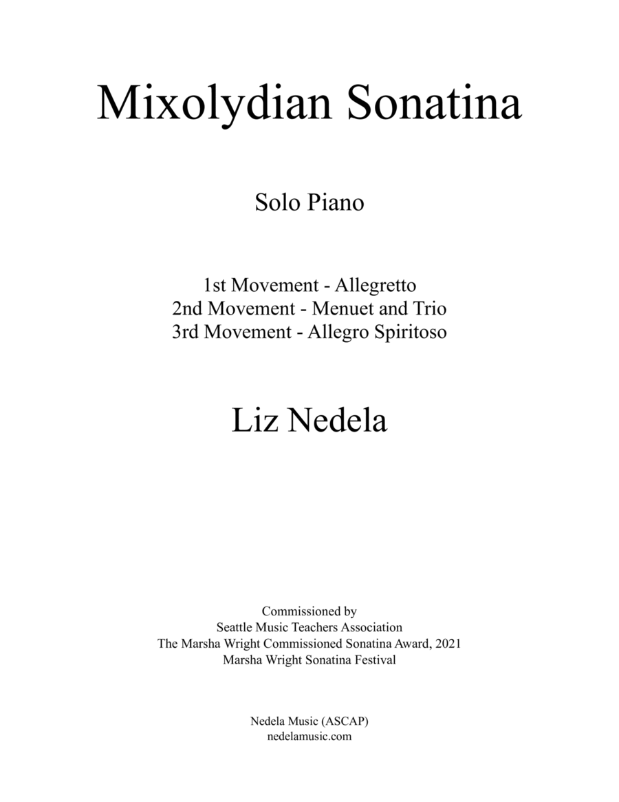 Mixolydian Sonatina - Solo Piano Piano Method scores gallery preview page 1