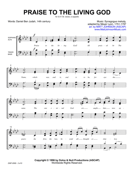 Praise to the Living God-SATB choral work, a cappella image number null