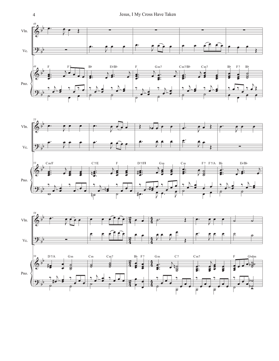 Jesus, I My Cross Have Taken (Duet for Violin and Cello) Piano Trio scores gallery preview page 5