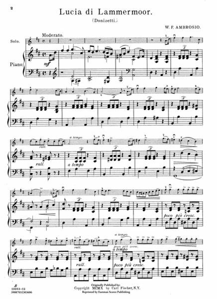 Lucia di Lammermoor for Violin and Piano