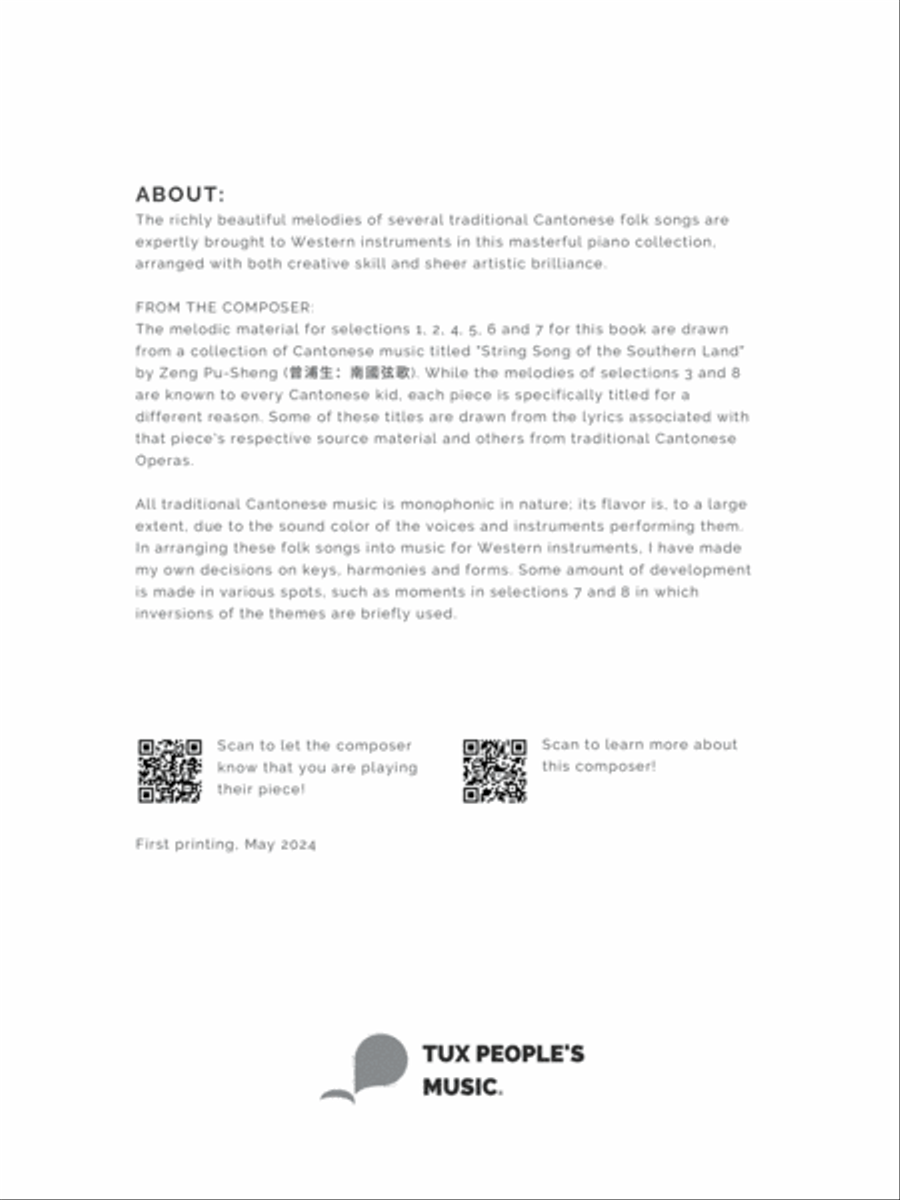 Eight Cantonese Folk Songs Piano Solo scores gallery preview page 4