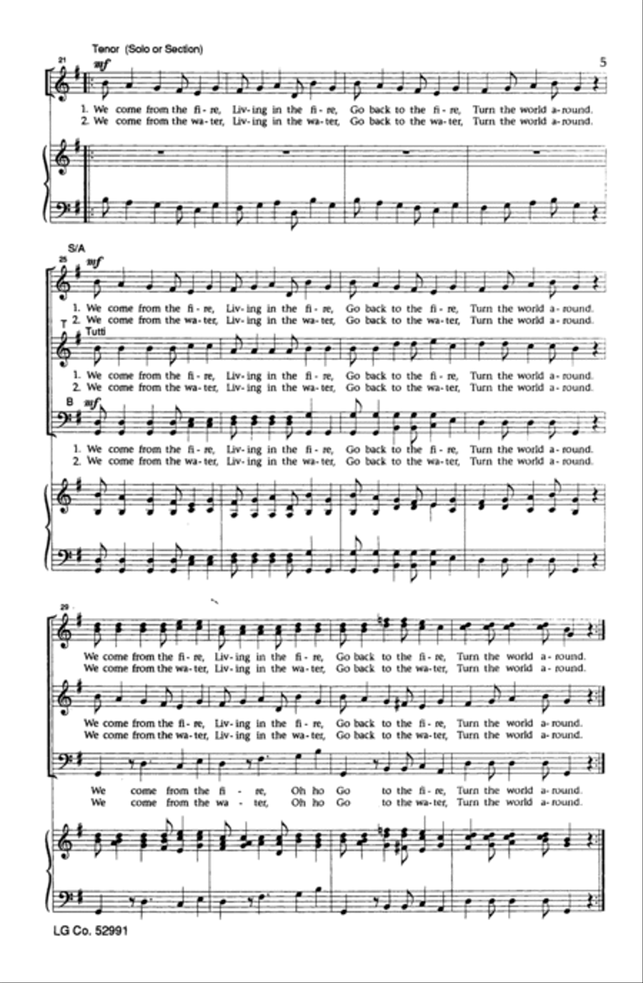 Turn the World Around Turn the World Around 4-Part scores gallery preview page 21