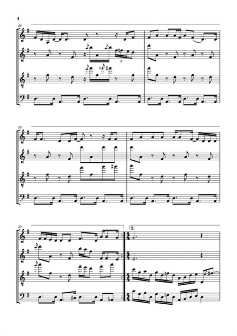 Long Haired Country Boy Woodwind Quartet scores gallery preview page 5