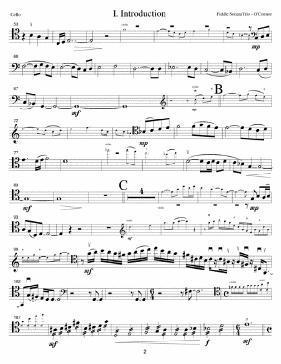 Fiddle Sonata Trio (cello part - pno, vln, cel) Piano Trio scores gallery preview page 5