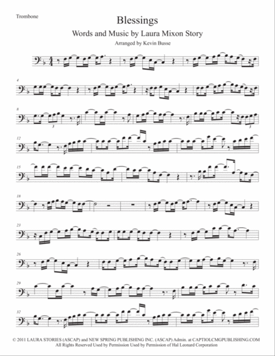 Blessings Trombone Solo scores gallery preview page 1
