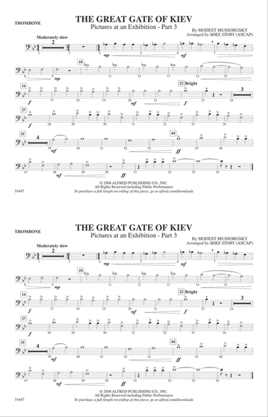 The Great Gate of Kiev: 1st Trombone Marching Band scores gallery preview page 1