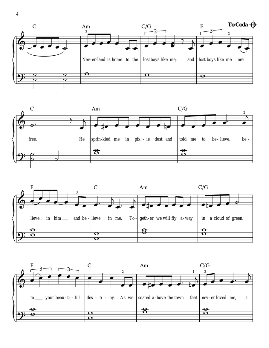 Lost Boy Easy Piano scores gallery preview page 4