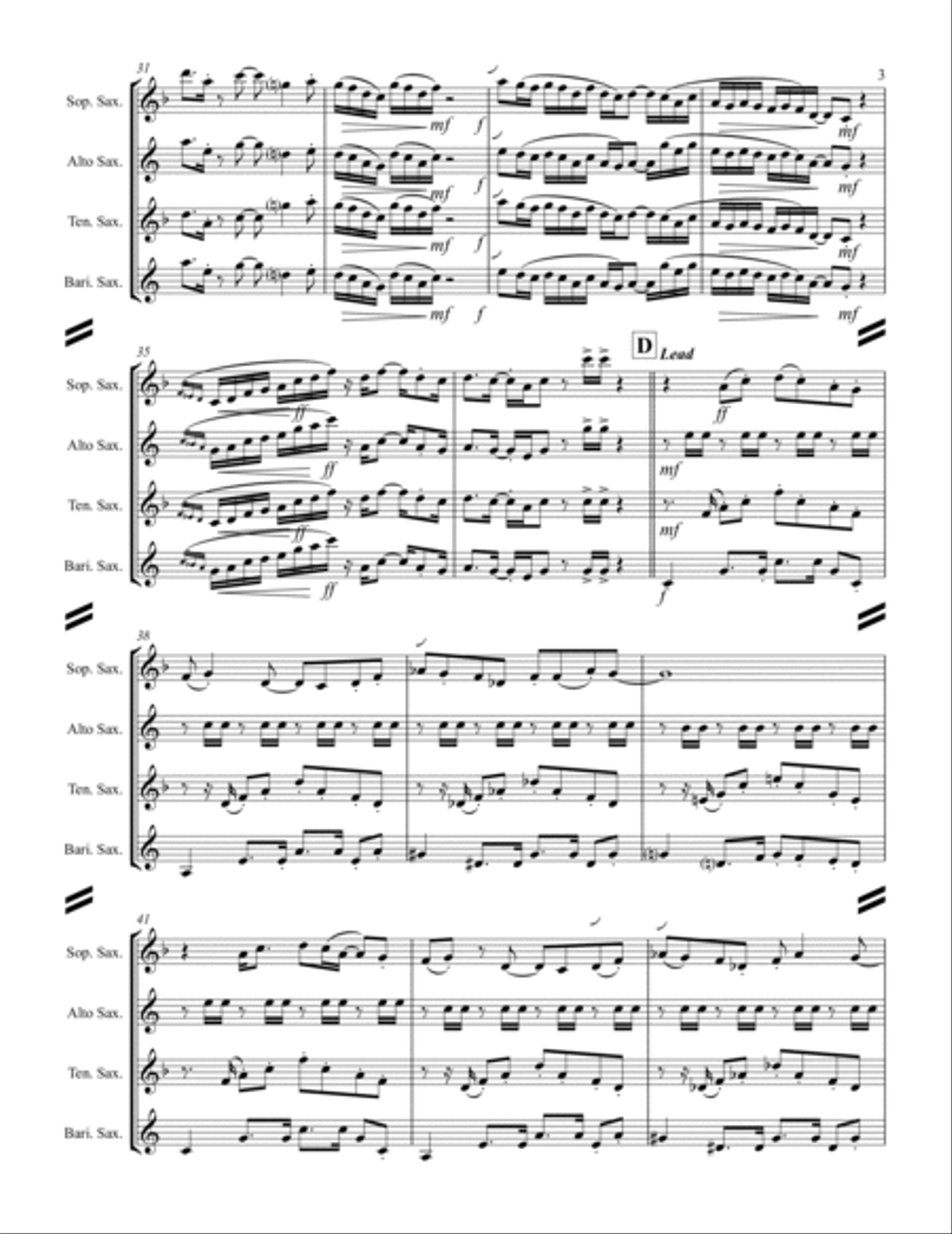 Sir Duke Saxophone Quartet scores gallery preview page 4