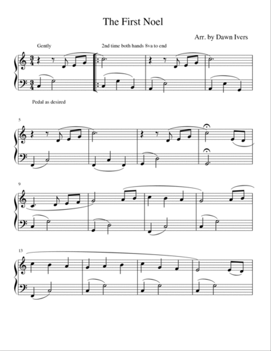 The First Noel - elementary piano solo Easy Piano scores gallery preview page 2