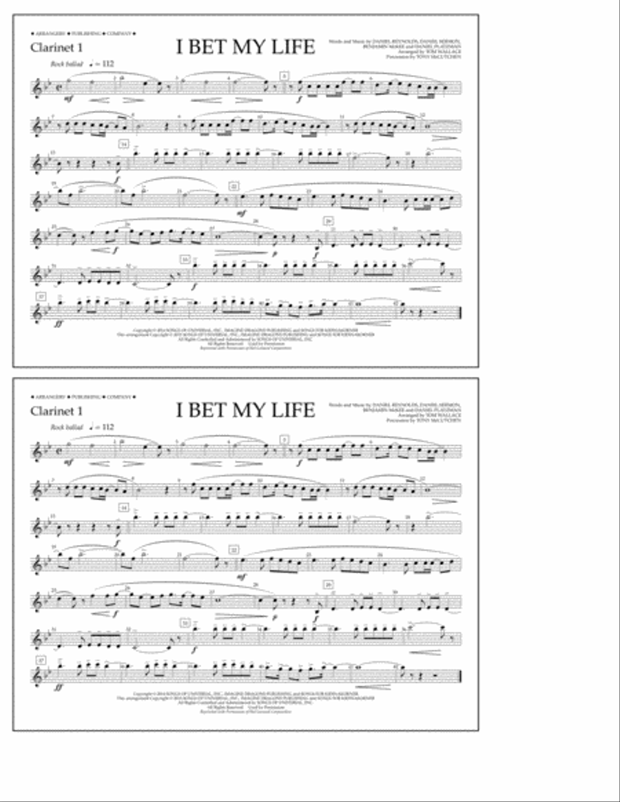 I Bet My Life - Clarinet 1 Marching Band scores gallery preview page 1