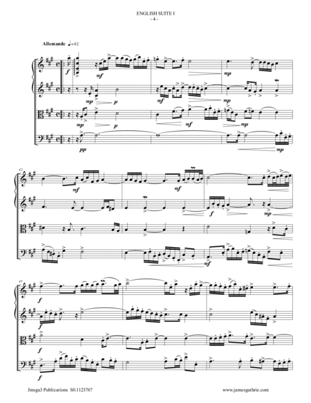 BACH: Six English Suites BWV 806-811 for String Quartet image number null