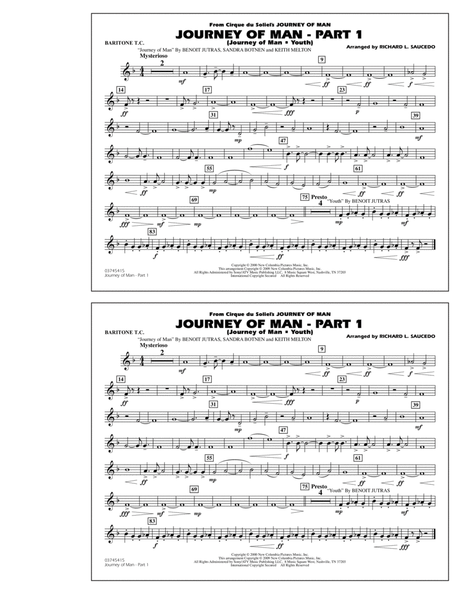 Journey of Man - Part 1 (Journey of Man: Youth) - Baritone T.C. Baritone Horn TC scores gallery preview page 1