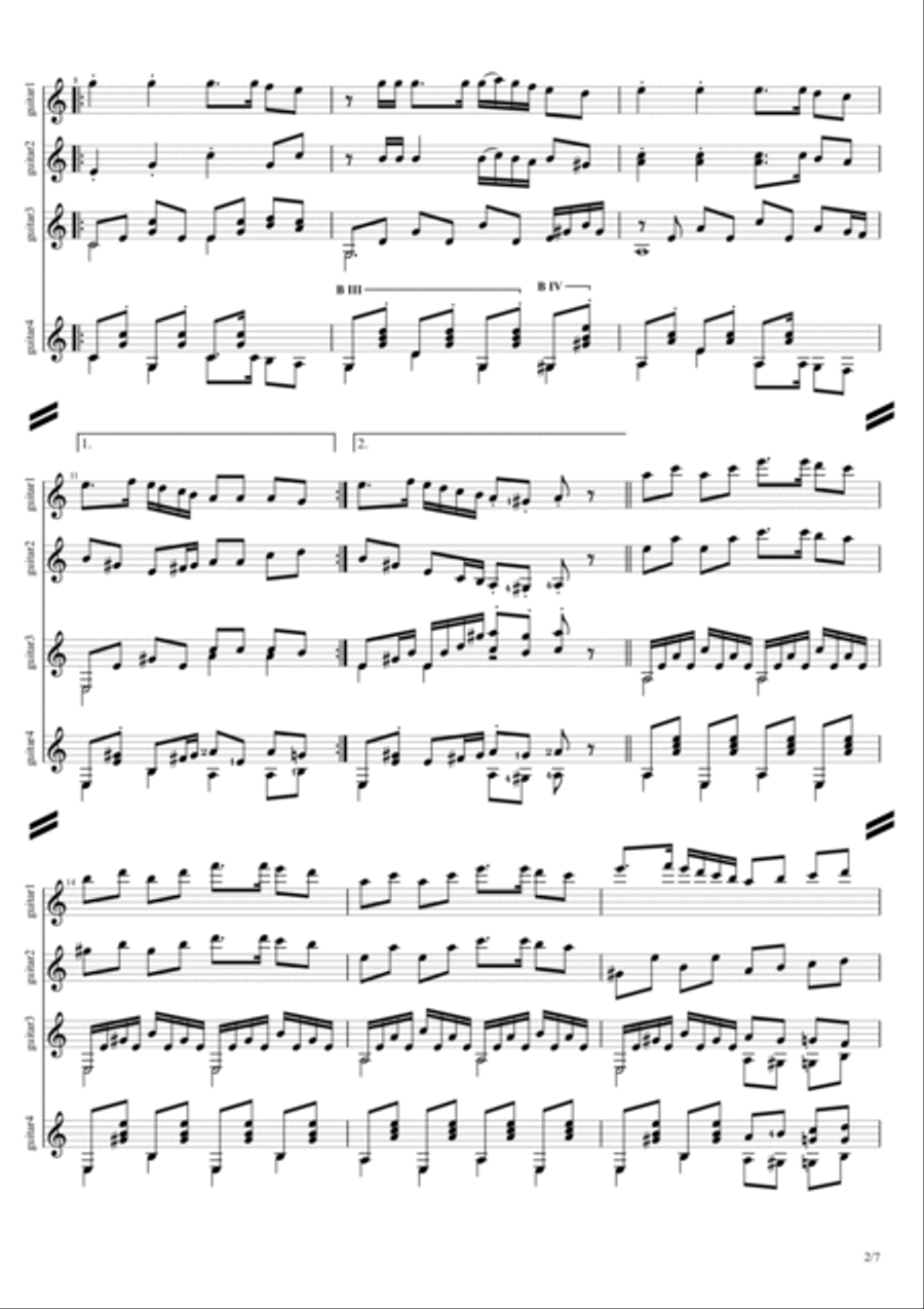 Hej, sokoly! - arrangement for 4 guitars Concert Band scores gallery preview page 2