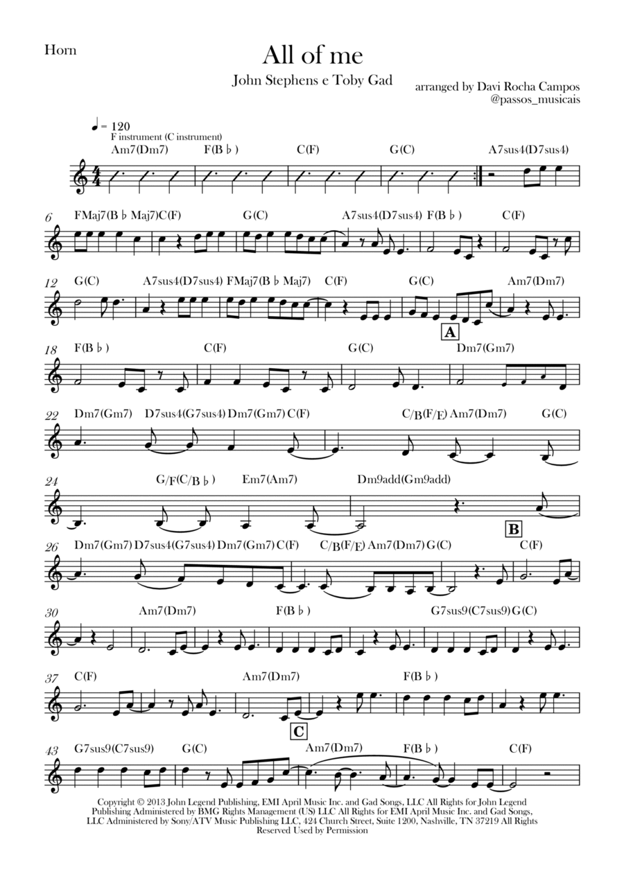All Of Me Horn Solo scores gallery preview page 1