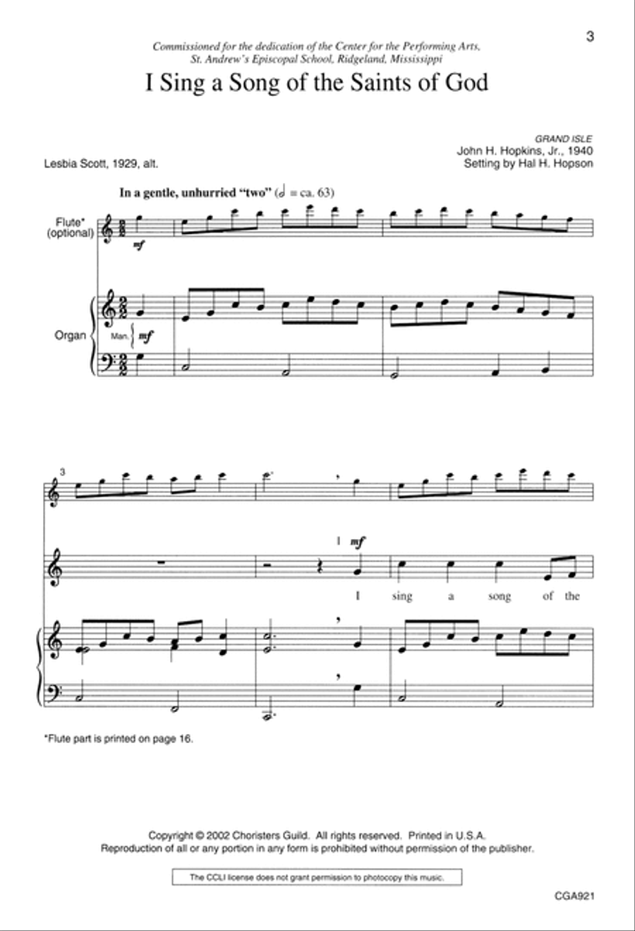 I Sing a Song of the Saints of God Choir scores gallery preview page 3