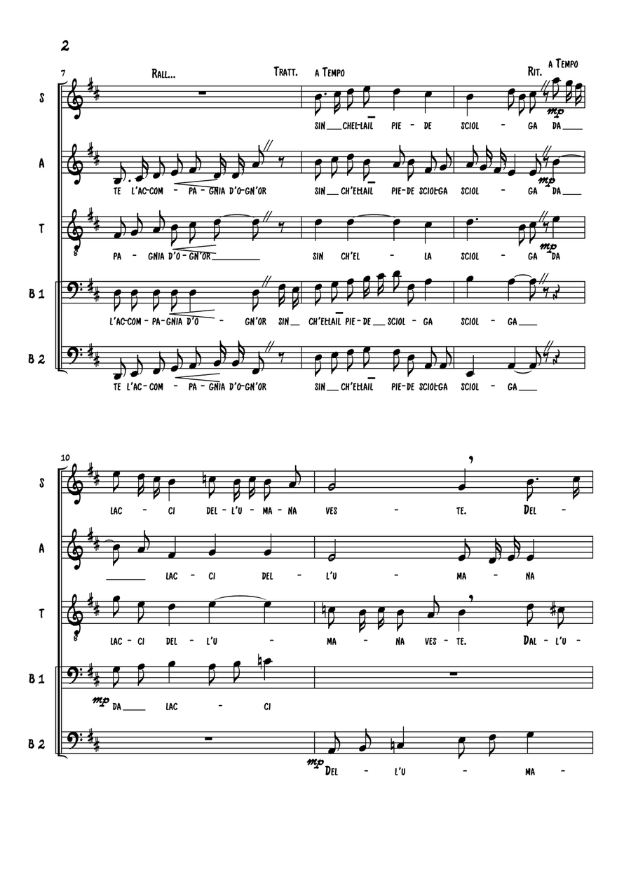 E quella certa speme_Madrigal Spiritual for Choir SATBB a cappella Divisi scores gallery preview page 2