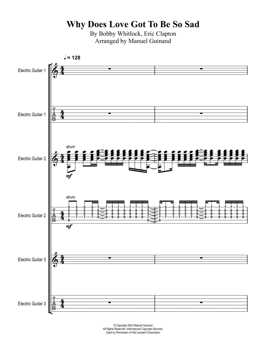 Why Does Love Got To Be So Sad? Piano, Vocal, Guitar scores gallery preview page 1