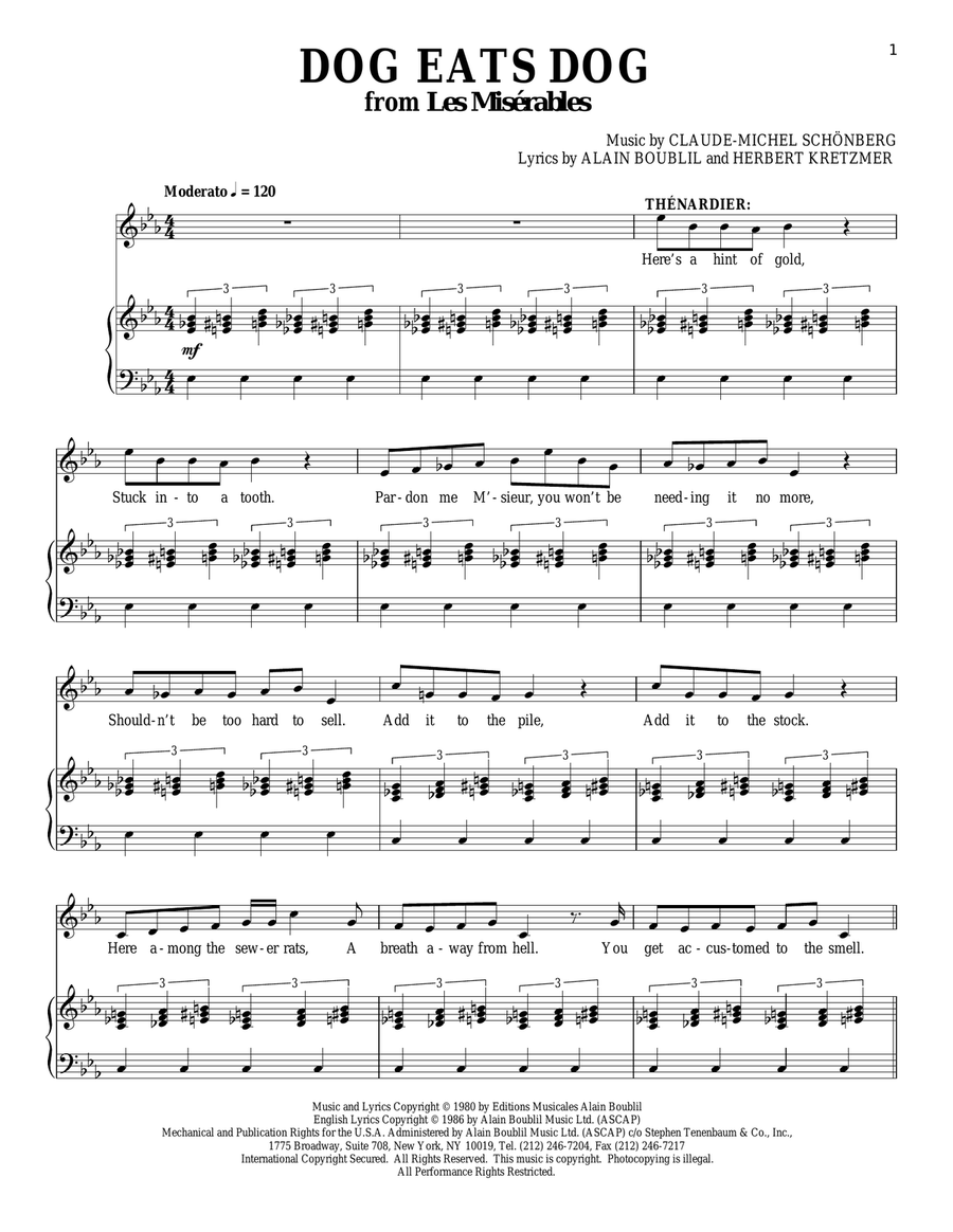 Dog Eats Dog Dog Eats Dog Piano, Vocal scores gallery preview page 1