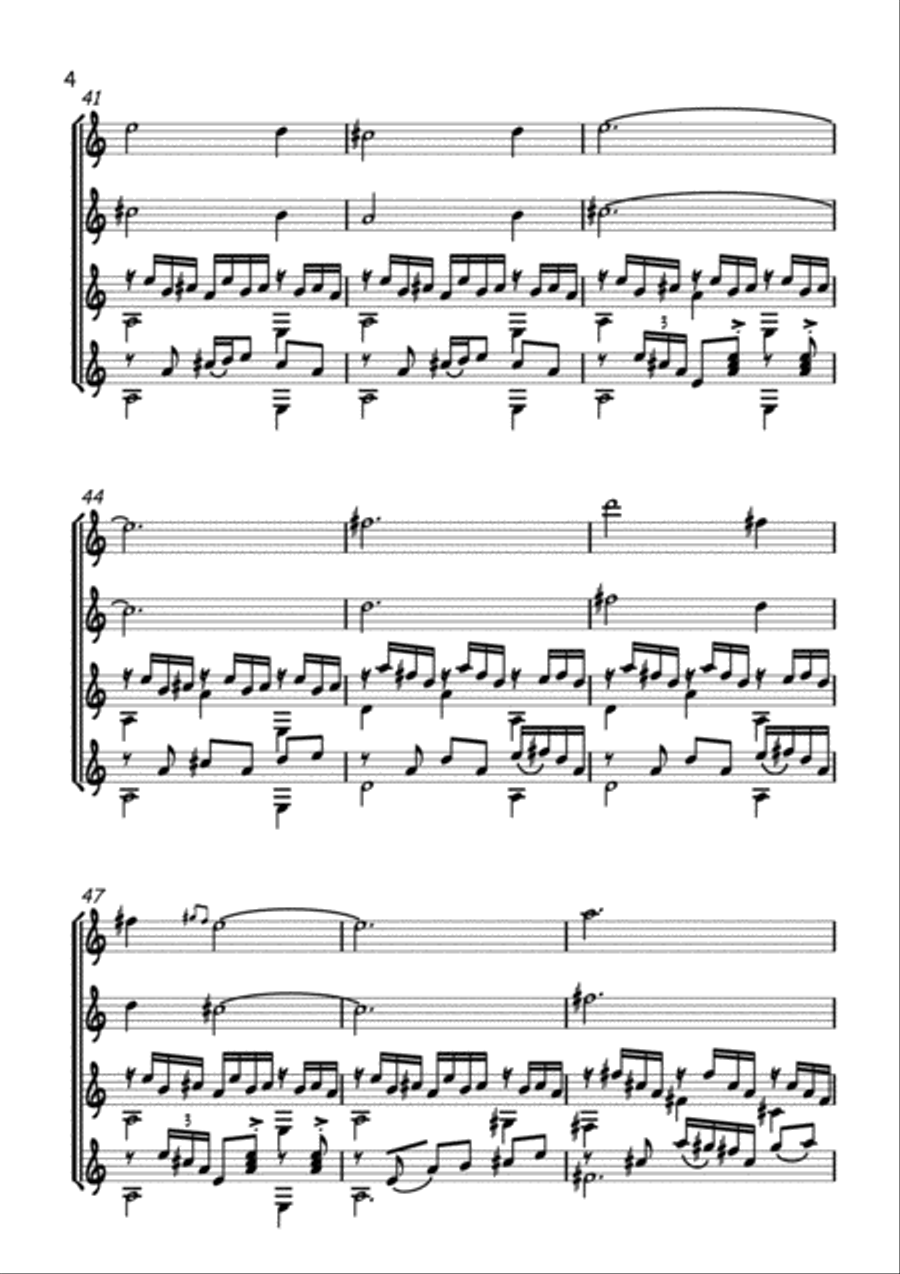 Recuerdos de la Alhambra ( Guitar Quartet ) Small Ensemble scores gallery preview page 4
