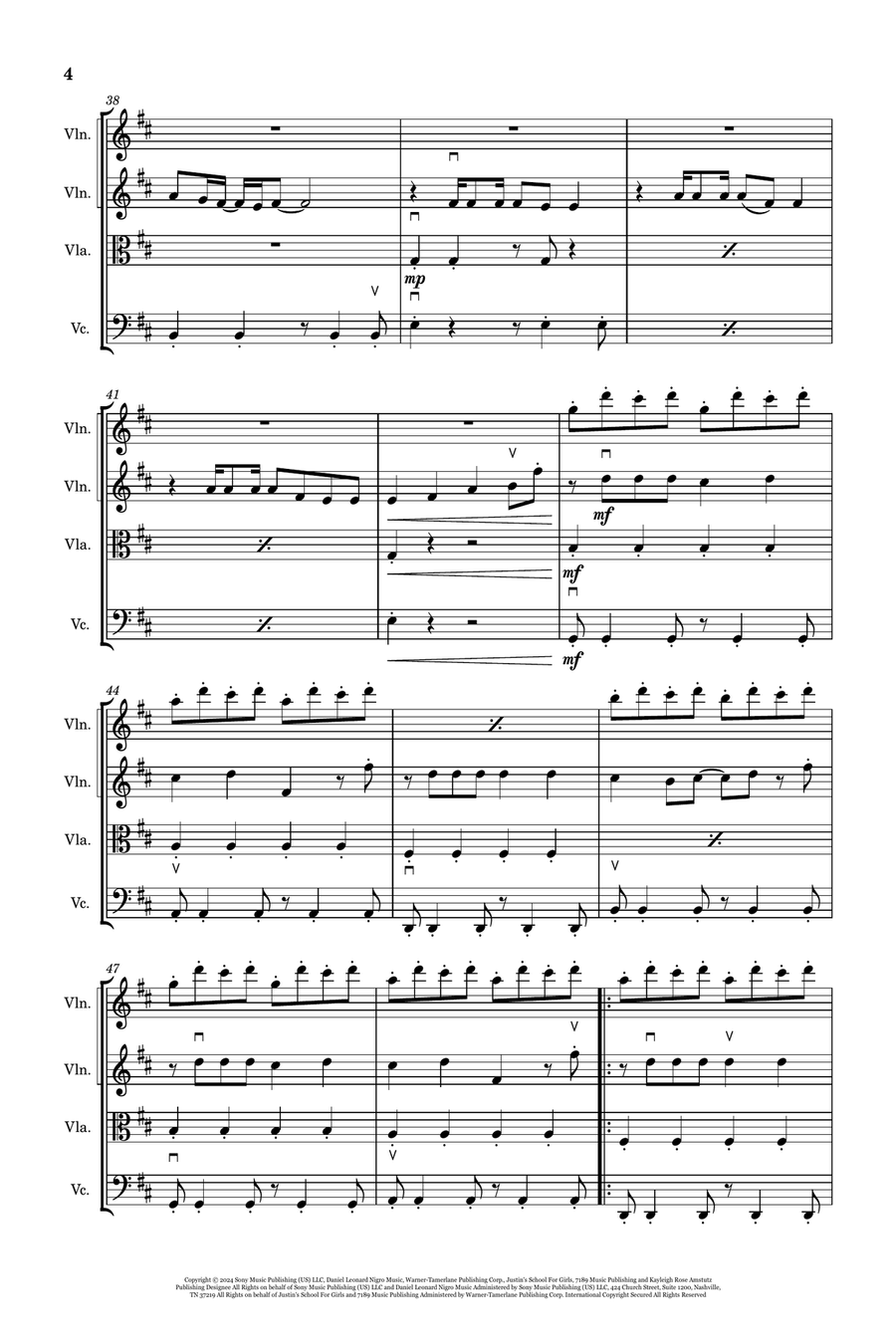 Good Luck, Babe! String Quartet scores gallery preview page 4