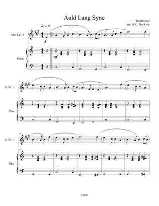 Auld Lang Syne (alto sax solo) with optional piano accompaniment