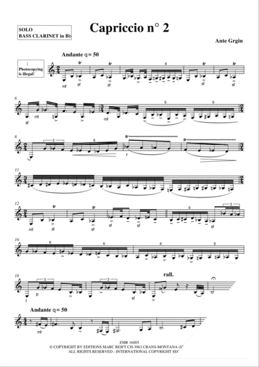 Capriccio No. 1, 2 & 3 Bass Clarinet scores gallery preview page 5
