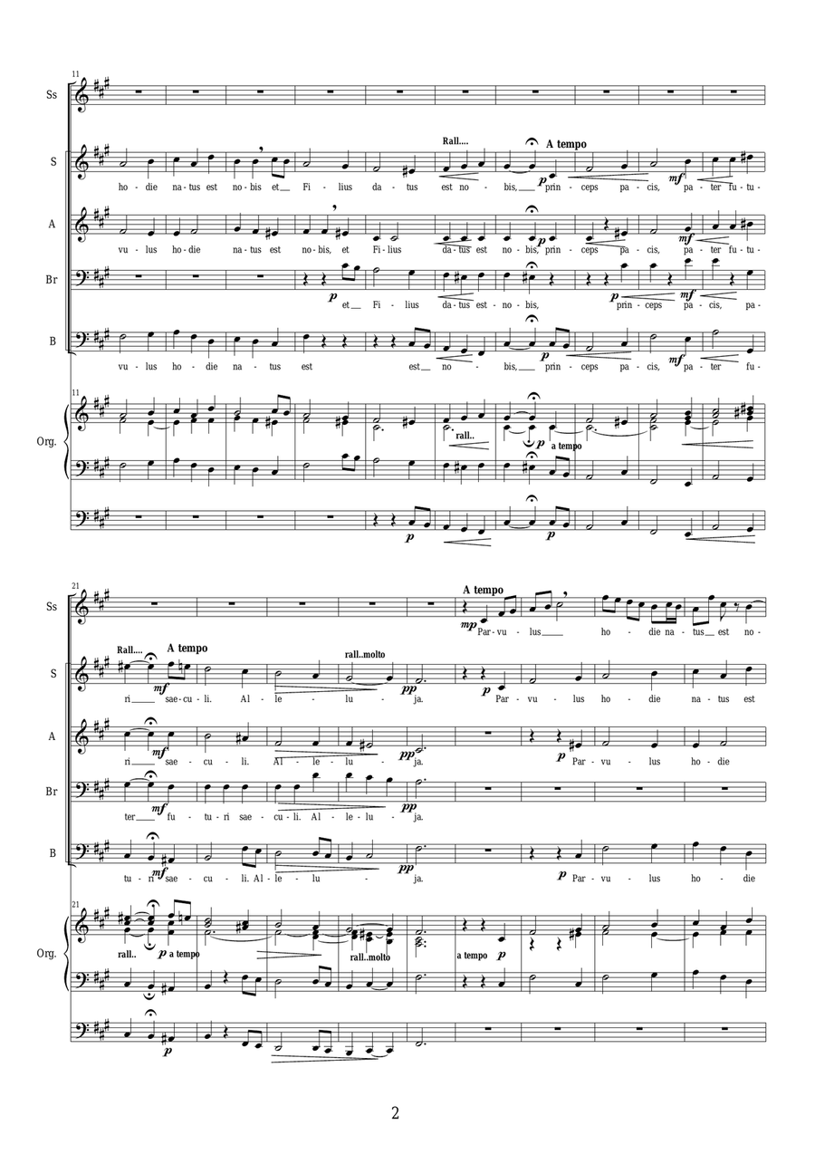 Parvulus hodie natus est - Christmas motet for Soprano solo, mixed choir and organ Mixed Choir scores gallery preview page 2