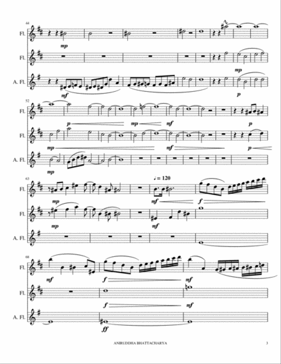 Chaos invasion-a flute trio(2 c-flute & 1 G-flute) Flute Trio scores gallery preview page 3