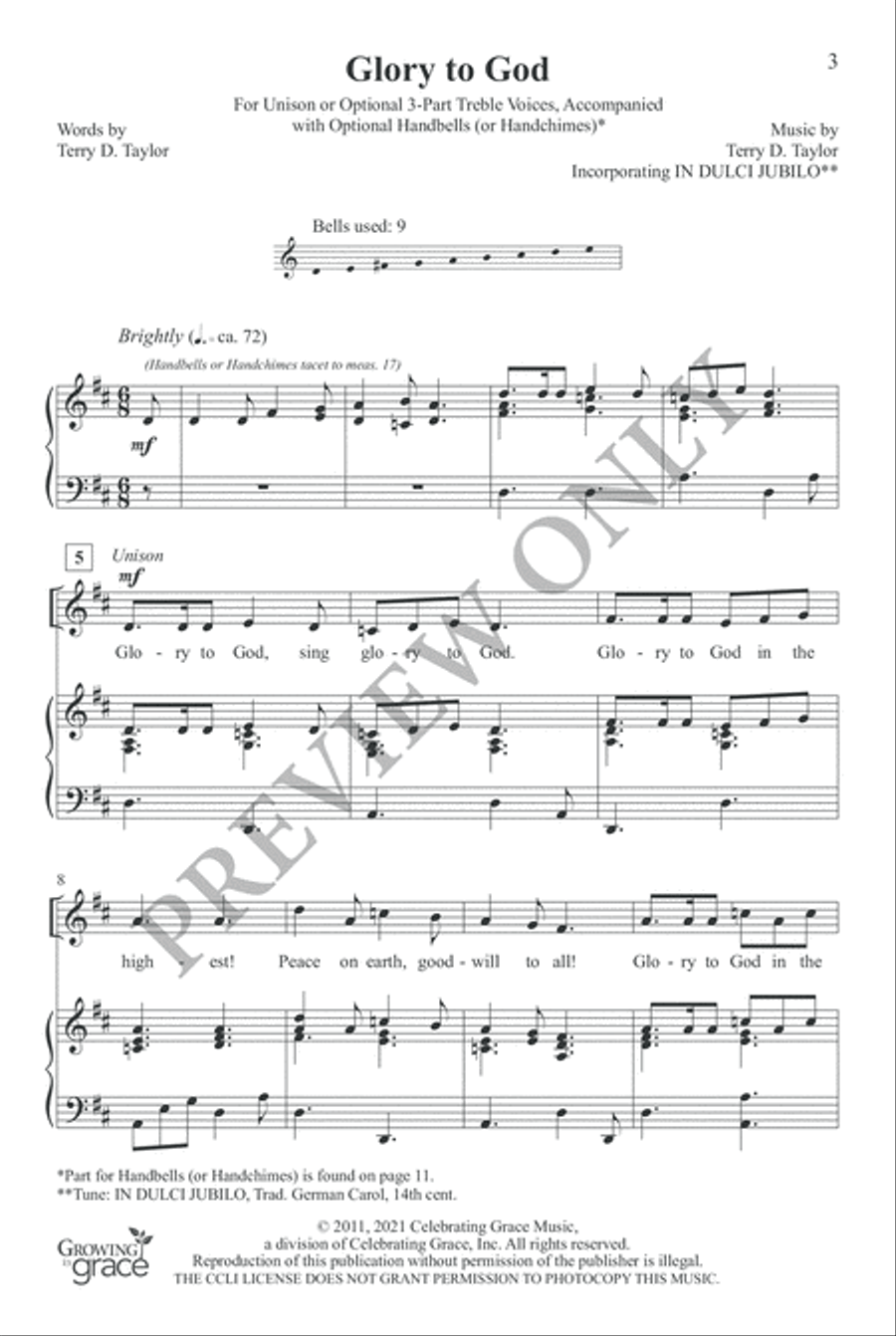 Glory to God Glory to God Unison Choir scores gallery preview page 2