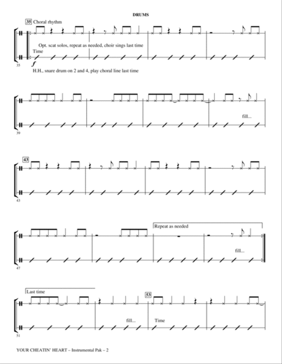 Your Cheatin' Heart - Drums Choir scores gallery preview page 2