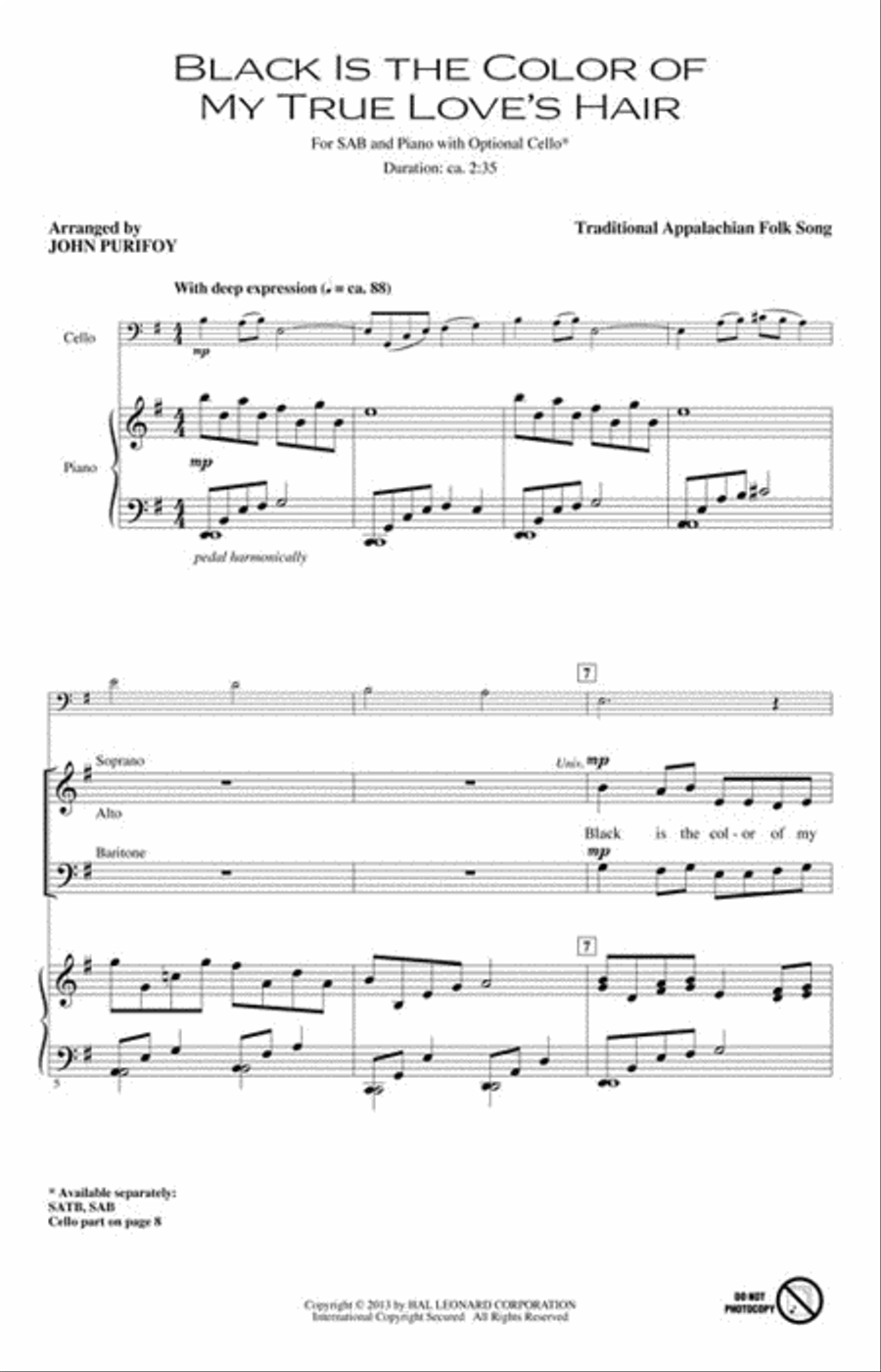 Black Is the Color of My True Love's Hair 3-Part scores gallery preview page 2