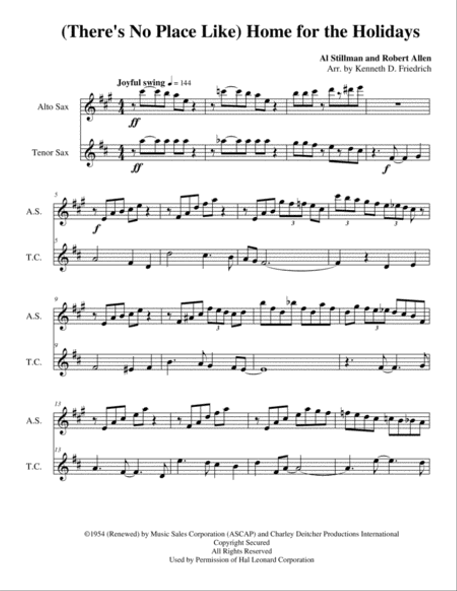 (There's No Place Like) Home For The Holidays Woodwind Duet scores gallery preview page 1