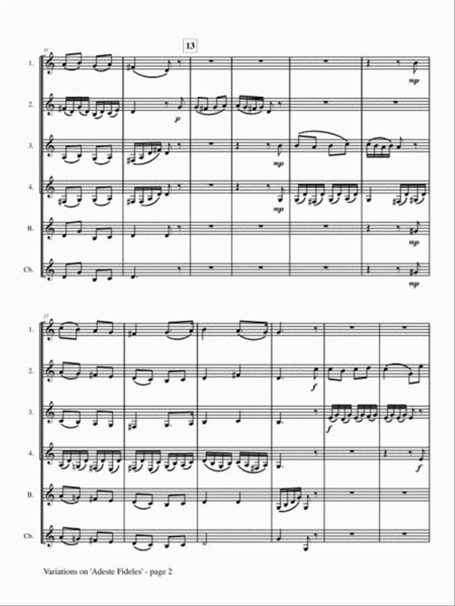 Variations on ‘Adeste Fideles’ for Clarinet Quintet Clarinet Quintet scores gallery preview page 3